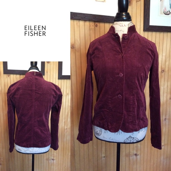 Eileen Fisher Jackets & Blazers - Eileen Fisher velvet burgundy jacket size XS